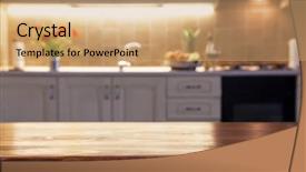  Presentation with kitchen furniture - Slide set having furniture free - blurred kitchen interior and napkin background and a coral colored foreground