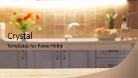  Presentation with kitchen furniture - Beautiful slides featuring furniture free - blurred kitchen interior and napkin backdrop and a coral colored foreground