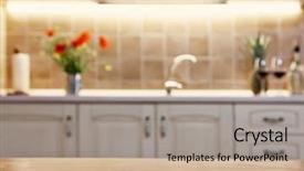  Presentation with napkin - Slide deck enhanced with furniture free - blurred kitchen interior and napkin background and a  colored foreground