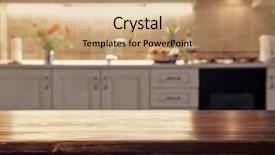  Presentation with napkin - Audience pleasing PPT layouts consisting of furniture free - blurred kitchen interior and napkin backdrop and a coral colored foreground