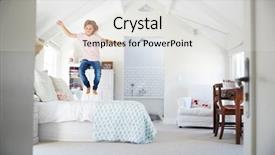  Presentation with young athletes box jumping - Cool new slides with furniture free - happy young girl jumping backdrop and a white colored foreground