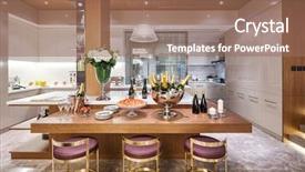  Presentation with dining - Theme enhanced with furniture in modern dining room background and a coral colored foreground
