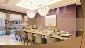  Presentation with waiting room furniture - Audience pleasing slide deck consisting of furniture in modern dining room backdrop and a coral colored foreground