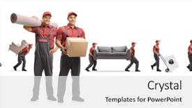  Presentation with company - Presentation design consisting of furniture isolated on white background background and a white colored foreground