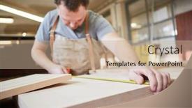  Presentation with furniture - Beautiful presentation design featuring furniture-maker-with-tape-measure backdrop and a coral colored foreground