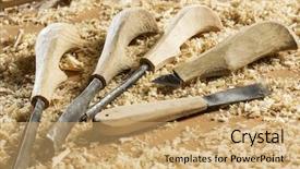  Presentation with dark vintage wood table texture - Theme enhanced with furniture making - cutters for wood and wood background and a  colored foreground