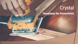  Presentation with carpenter - Colorful PPT theme enhanced with furniture making - male carpenter at work close backdrop and a violet colored foreground