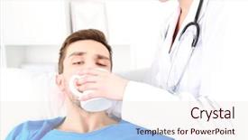  Presentation with doctor patient relations - Cool new slides with furniture nursing home - doctor gives to drink patient backdrop and a sky blue colored foreground