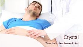  Presentation with nursing - Slide deck with furniture nursing home - doctor with patient in room background and a  colored foreground