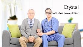  Presentation with elderly - Amazing slides having furniture nursing home - male doctor and elderly gentleman backdrop and a  colored foreground
