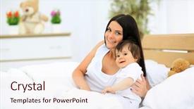  Presentation with diaper - PPT layouts enhanced with furniture nursing home - mother and baby in diaper background and a lemonade colored foreground