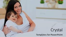  Presentation with diaper - PPT theme featuring furniture nursing home - mother and baby in diaper background and a light gray colored foreground