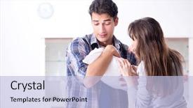  Presentation with new parents baby and dr - Slides featuring furniture nursing home - young parents with their newborn background and a light blue colored foreground