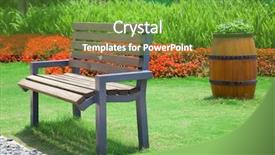  Presentation with garden - Cool new PPT theme with furniture park - beautiful summer garden with bench backdrop and a  colored foreground