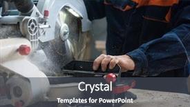  Presentation with wood craft - Amazing PPT theme having furniture part with special machine backdrop and a dark gray colored foreground