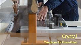  Presentation with wood craft - Colorful PPT layouts enhanced with furniture part with special machine backdrop and a coral colored foreground