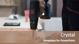  Presentation with furniture - Beautiful presentation design featuring furniture production concept man working backdrop and a coral colored foreground