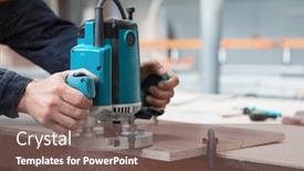  Presentation with wood craft - Slide set enhanced with furniture part with polish machine background and a violet colored foreground