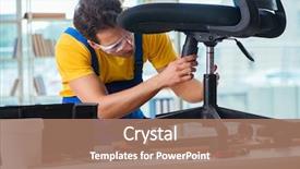  Presentation with furniture - Audience pleasing PPT layouts consisting of furniture repairman working on repairing backdrop and a coral colored foreground