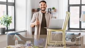  Presentation with home improvement - Slides with furniture-restoration-diy-and-home background and a coral colored foreground