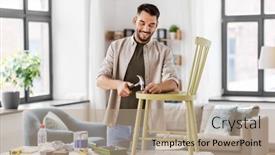  Presentation with restoration - Theme consisting of furniture-restoration-diy-and-home background and a coral colored foreground