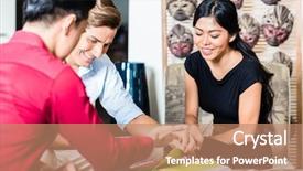  Presentation with asian - Colorful presentation design enhanced with furniture store planning furnishing backdrop and a coral colored foreground