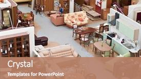  Presentation with exhibition - PPT theme having furniture store view from above background and a coral colored foreground