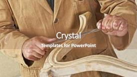  Presentation with carpenter - PPT theme consisting of furniture wood - fine detail of caucasian carpenter background and a coral colored foreground