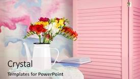  Presentation with flowers - PPT layouts having fuschia - composition with beautiful bouquet background and a lemonade colored foreground