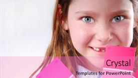  Presentation with chip - Cool new presentation theme with fuschia - girl holding pink paint chip backdrop and a  colored foreground