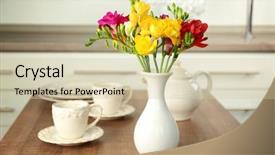  Presentation with beautiful flowers border floral design - Presentation design consisting of fuschia - vase with beautiful bouquet background and a soft green colored foreground