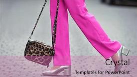  Presentation with bright - Colorful PPT theme enhanced with fuschia - young woman in bright clothes backdrop and a coral colored foreground