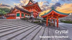  Presentation with kyoto - Slide deck with fushimi inari shrine in kyoto background and a gray colored foreground