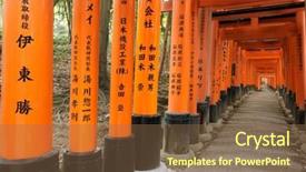  Presentation with gold mine tunnel gold mining - Beautiful PPT theme featuring fushimi inari shrine torii tunnel in kyoto japan backdrop and a tawny brown colored foreground