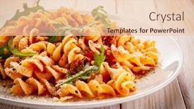  Presentation with sausages - Slide deck enhanced with fusilli-with-sausages-and-vegetables background and a lemonade colored foreground