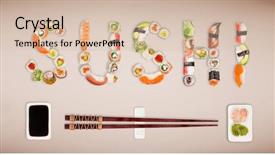  Presentation with fusion - Slide deck featuring fusion - traditional japanese sushi pieces making background and a lemonade colored foreground