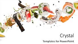  Presentation with image resolution - Cool new presentation with fusion - traditional japanese sushi pieces backdrop and a white colored foreground