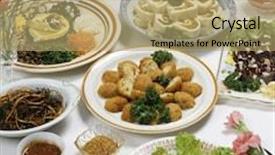  Presentation with fusion - Beautiful PPT theme featuring fusion food backdrop and a coral colored foreground