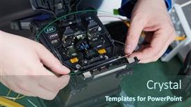  Presentation with fusion - Amazing PPT layouts having fusion-splicer-for-fiber-optic backdrop and a ocean colored foreground