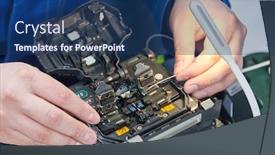  Presentation with fusion - PPT layouts with fusion-splicer-for-fiber-optic background and a ocean colored foreground