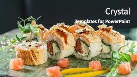  Presentation with fusion - PPT theme with fusion sushi on the table background and a dark gray colored foreground