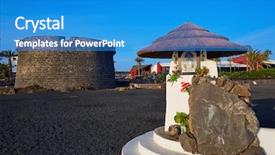  Presentation with virgin islands - Slide deck featuring fuste at canary islands virgin background and a teal colored foreground