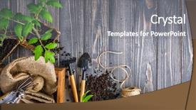  Presentation with garden tools - Cool new theme with fut background - garden tools top view seedlings backdrop and a gray colored foreground