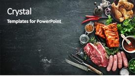  Presentation with bbq chicken - Audience pleasing presentation theme consisting of futcher - various kinds of grill backdrop and a dark gray colored foreground