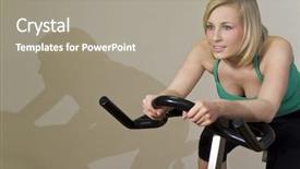  Presentation with exercise bike - Presentation design with futile - beautiful young woman working background and a  colored foreground
