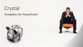  Presentation with woman tied rope sexual - PPT layouts enhanced with futile - pensive businessman on chair background and a sky blue colored foreground