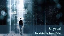  Presentation with modern - Slide set with future - back view of businesswoman working background and a ocean colored foreground