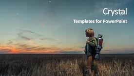  Presentation with starry night of vincent van gogh - Presentation design consisting of future - boy with a backpack background and a ocean colored foreground