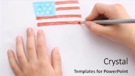  Presentation with history child - Presentation theme enhanced with history future - child's hands drawing american flag background and a white colored foreground