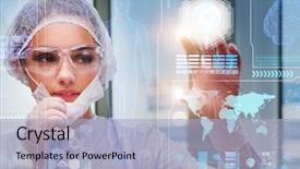  Presentation with medical science futuristic technology abstract - Beautiful slide deck featuring future - doctor in futuristic medical concept backdrop and a light blue colored foreground